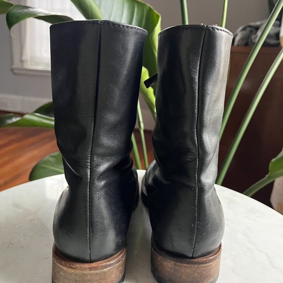 Black leather combat boots size women's 7 - Picture 4 of 6